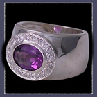 Sterling Silver, Genuine Amethyst and Cubic Zirconias Ring Image