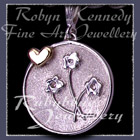 14 Karat Yellow Gold and Sterling Silver Forget-Me-Not 'Heart and Flowers' Charm Image