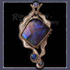Ammolite, Diffused Topaz, 10 Karat Yellow Gold and Sterling Silver 'Renate' Pendant / Brooch Image